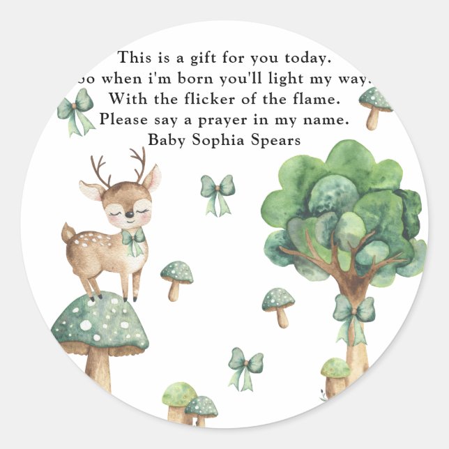 Adesivo Woodland Deer - Rótulo da vela de oração (Frente)