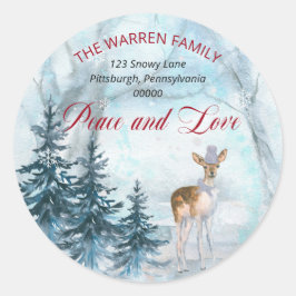 Adesivo Woodland Deer |Snow Peace and Love Return Address
