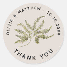 Adesivo Woodland Fern Wedding Thank You. Minimalist Forest