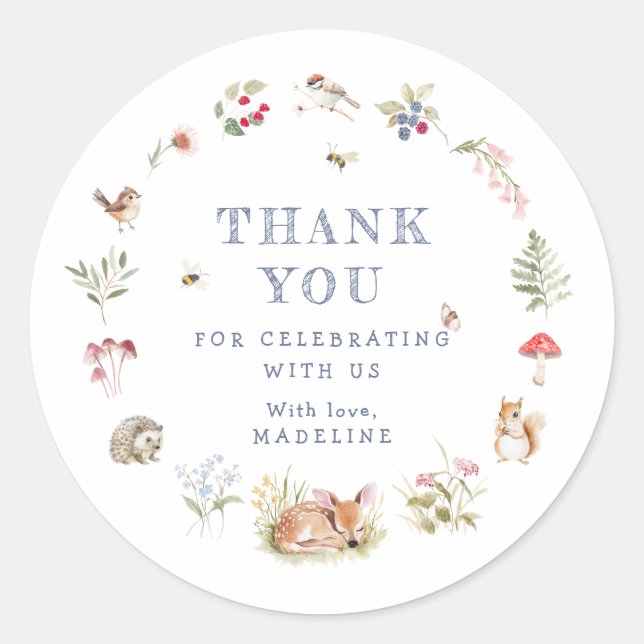 Adesivo Woodland Forest Animals Thank You Sticker (Frente)