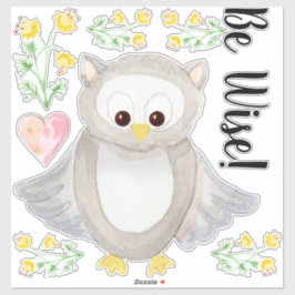 Adesivo Woodland Forest Owl Watercolor Be Wise Nursery
