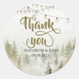 Adesivo Woodland,Forest,Pine Trees,String Lights Obrigado