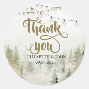 Adesivo Woodland,Forest,Pine Trees,String Lights Obrigado