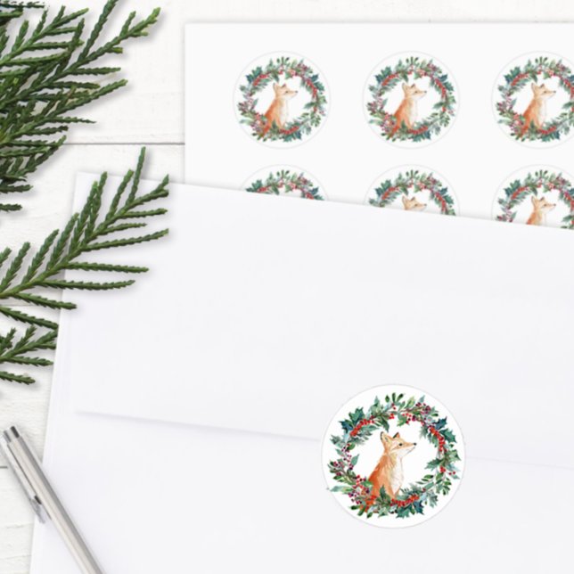 Adesivo Woodland Fox Christmas (Woodland Fox Envelope Seal Sticker)