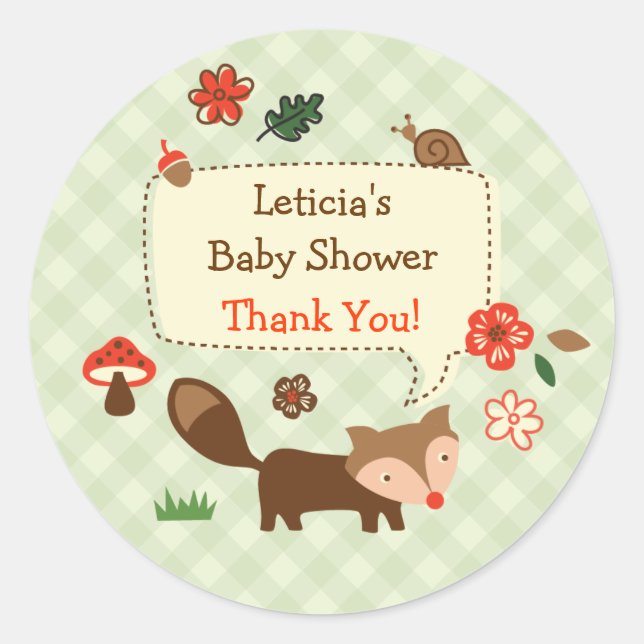 Adesivo Woodland Fox Favor Sticker (Frente)