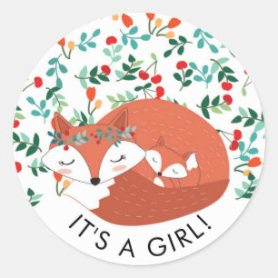 Adesivo Woodland Fox It a GIRL Favor Sticker
