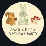 Adesivo Woodland Friends Birthday Sticker<br><div class="desc">Produtos correspondentes na loja Paper Love Design!</div>