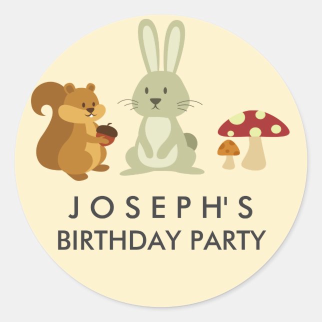 Adesivo Woodland Friends Birthday Sticker (Frente)