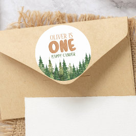 Adesivo Woodland Green Rustic Happy Camper First Birthday