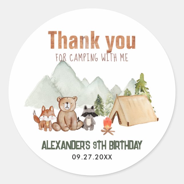 Adesivo Woodland Happy Camper Camper Camper Aniversário Ob (Frente)