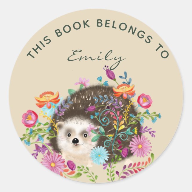 Adesivo Woodland Hedgehog BOOK Stickers - adicionar nome (Frente)