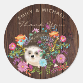 Adesivo Woodland Hedgehog Stickers para Favor, Russo