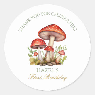 Adesivo Woodland outono Watercolor Mushroom Aniversário do