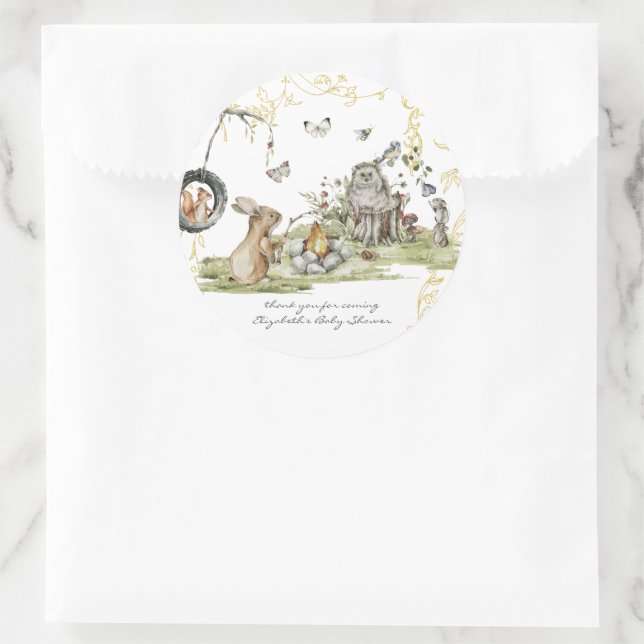 Adesivo Woodland Picnic | Chá de fraldas de animais flores (Bolsa)