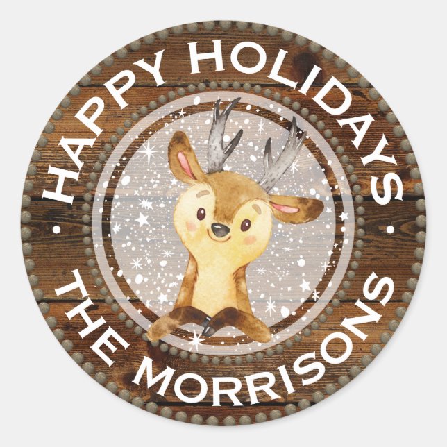 Adesivo Woodland Reindeer | Natal Russo Personalizado (Frente)