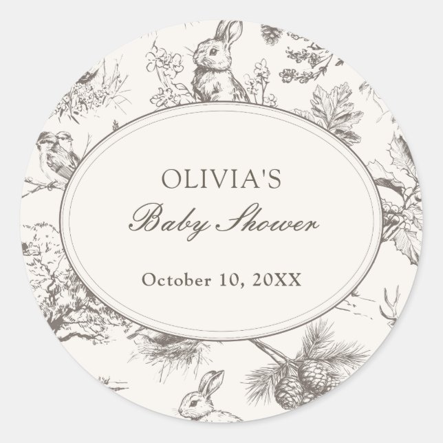 Adesivo Woodland Sketch Allover Print Baby Shower (Frente)