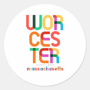 Adesivo Worcester Massachusetts Meio do Século, Arte Pop,