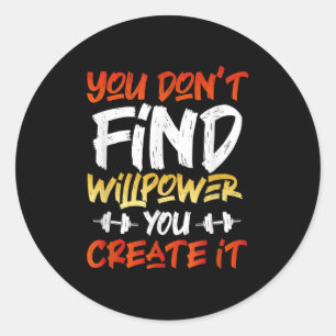 Adesivo Workout Motivacional Willpower Cote Dumbbell Grap