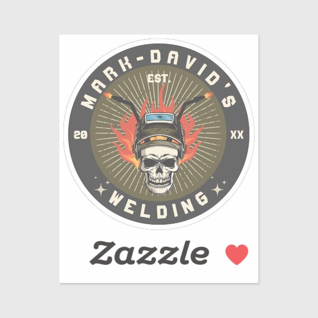 Adesivo Workshop de soldadura personalizado de trabalhador (Folha)