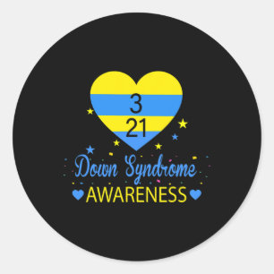 Adesivo World Down Syndrome Awarness 21 março Amarelo Azul