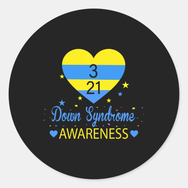 Adesivo World Down Syndrome Awarness 21 março Amarelo Azul (Frente)