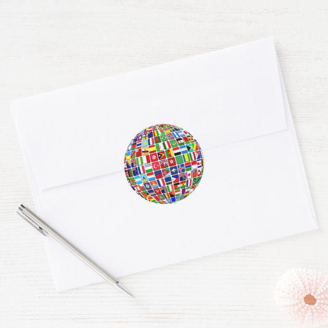 Adesivo World Flags Globe, Internacional, (Envelope)