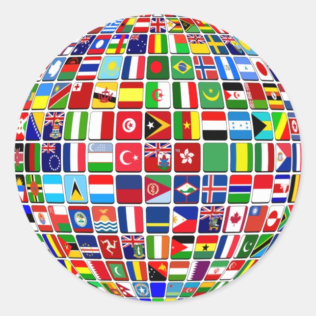 Adesivo World Flags Globe, Internacional, (Frente)