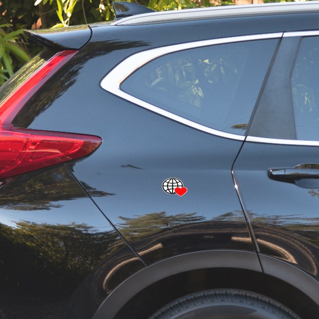 Adesivo World Love Globe Icon | Heart Earth Summer Design (Lado do carro)
