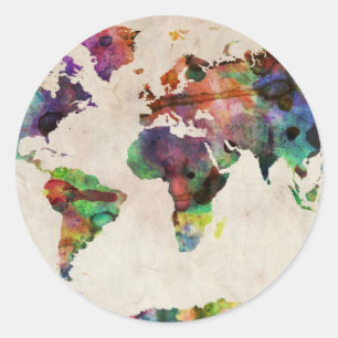 Adesivo World Map Urban Watercolor