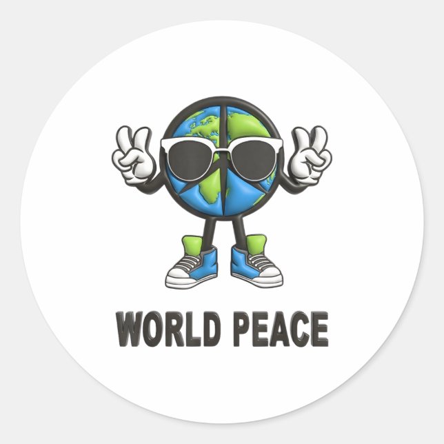 Adesivo World Peace On Earth Shirt Global Love Peace Sign  (Frente)