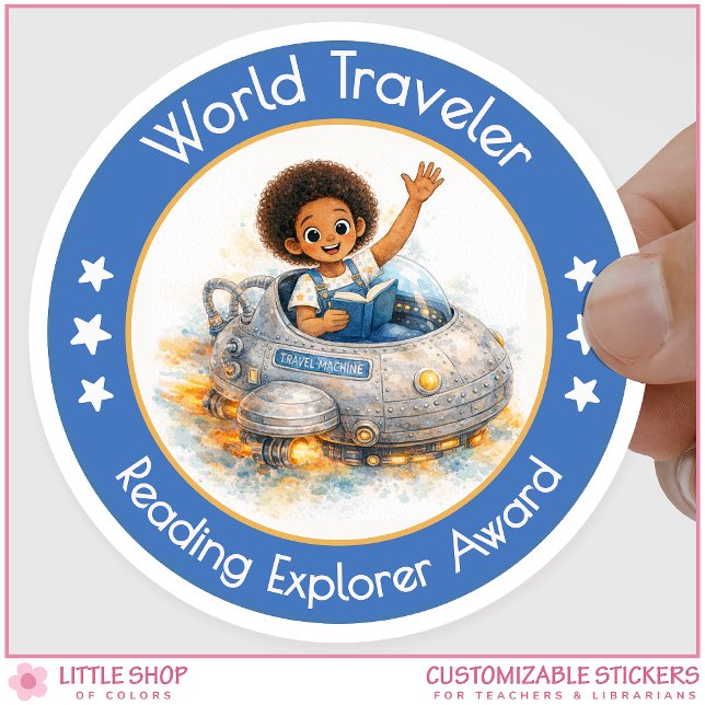 Adesivo World Traveler Teacher Reading Explorer Award (Criador carregado)