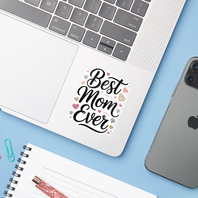 Adesivo World's Best Mom Diamonds (Notebook com iPhone)