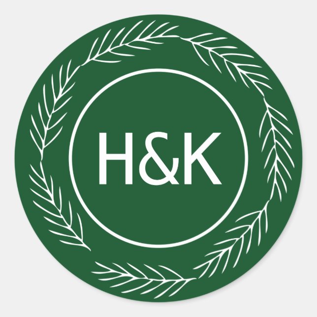 Adesivo Wreath de Casamento Monograma (Frente)