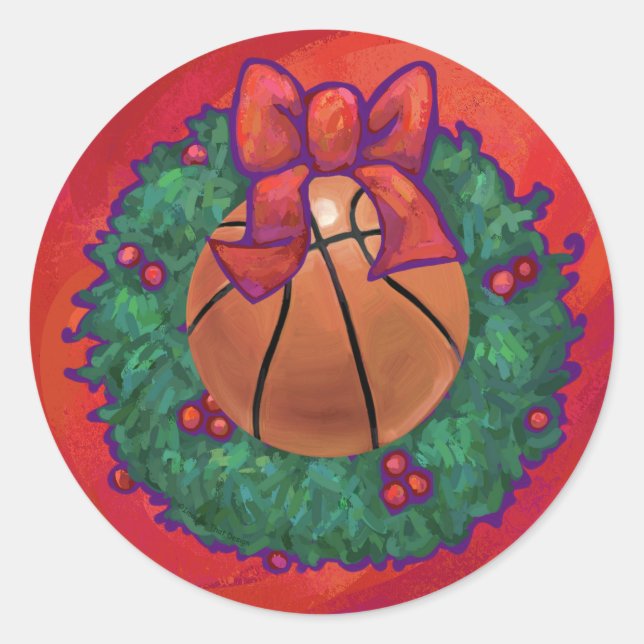 Adesivo Wreath de Natal Dentro de basquete (Frente)