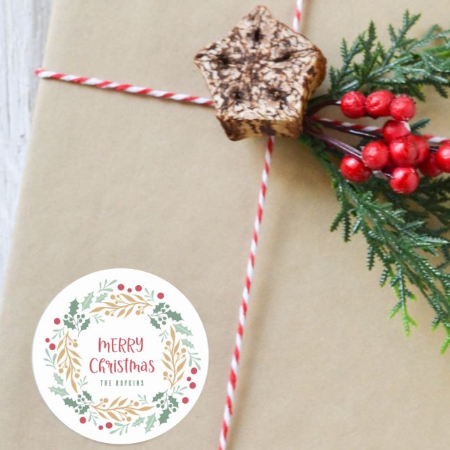 Adesivo Wreath e Script de Natal | Feliz Natal (Criador carregado)