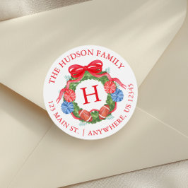 Adesivo Wreath Monograma de Futebol de Watercolor