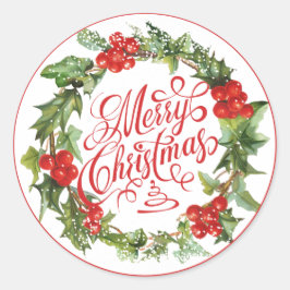 Adesivo Wreath Verde de Natal Holly Ivy Typografia