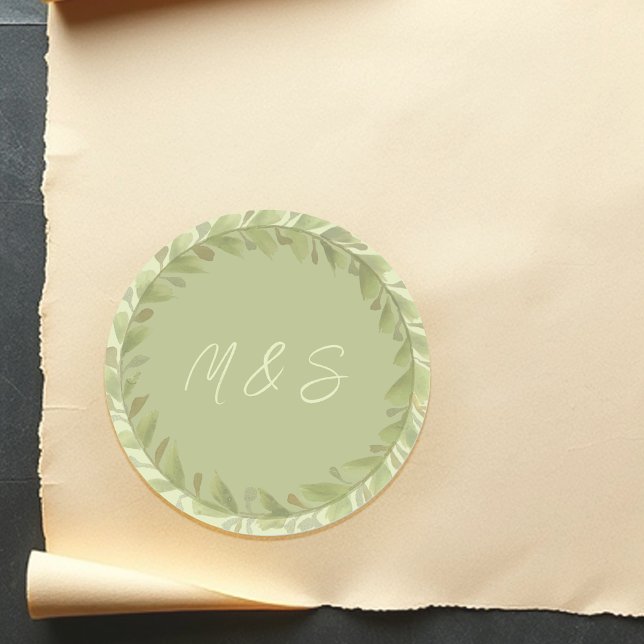 Adesivo Wreath Verde Elegante Personalizada (Criador carregado)