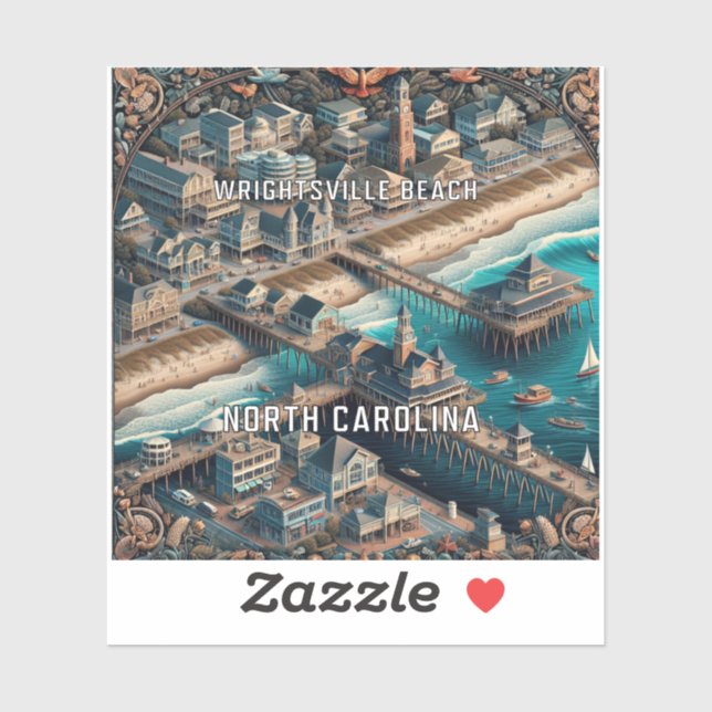 Adesivo Wright tsville Beach North Carolina 3 Inch Vinyl S (Folha)