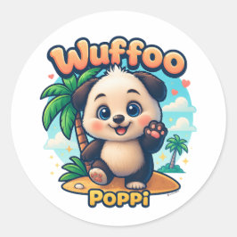 Adesivo Wuffoo Poppi Cute Kawaii Puppy Tropical Island