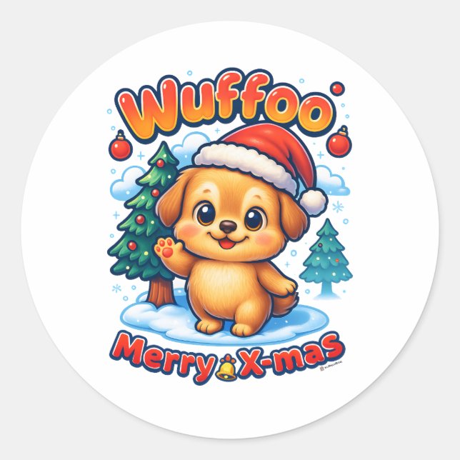 Adesivo Wuffoo Roony Merry X-mas Kawaii 3D Holiday (Frente)