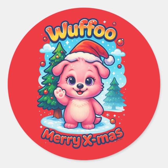 Adesivo Wuffoo Shelly Merry X-mas Kawaii 3D Holiday (Frente)