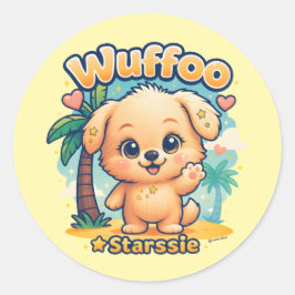 Adesivo Wuffoo Starssie Kawaii Cachorrinho Ilha Tropical