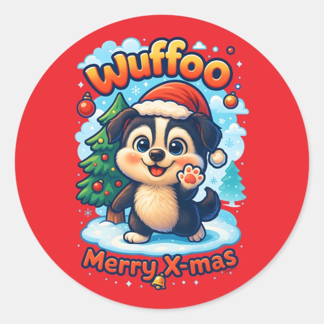 Adesivo Wuffoo Surffie Merry X-mas Kawaii 3D Holiday (Frente)