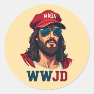 Adesivo WWJD - Jesus Republicano no Chapéu MAGA
