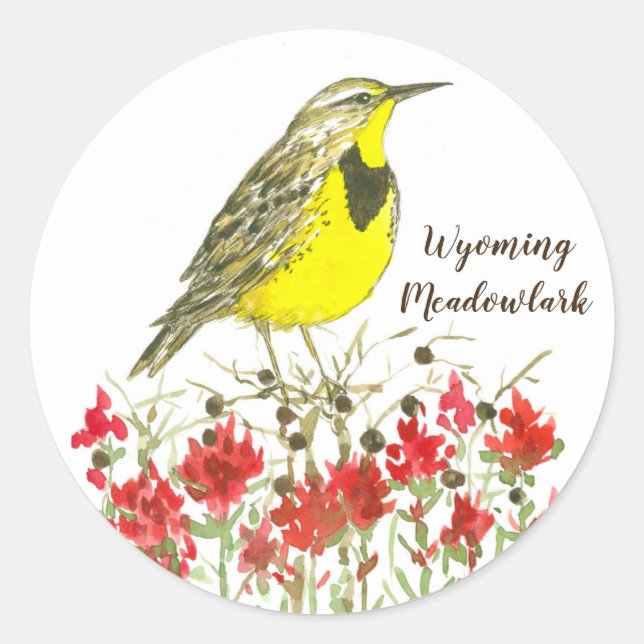 Adesivo Wyoming Meadowlark Songbird Wildflower (Frente)