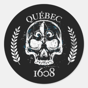 Adesivo (x20) redondos Québec motoqueiro caveira/g