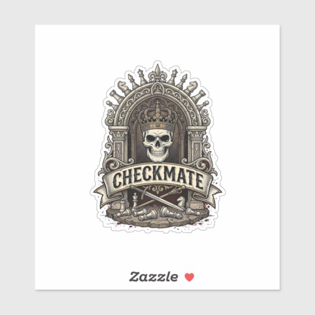 Adesivo Xadrez Antigo Checkmate Skull King (Folha)