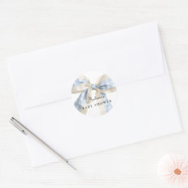 Adesivo Xadrez Azul Gingham Laço Fofo Chá de Bebê