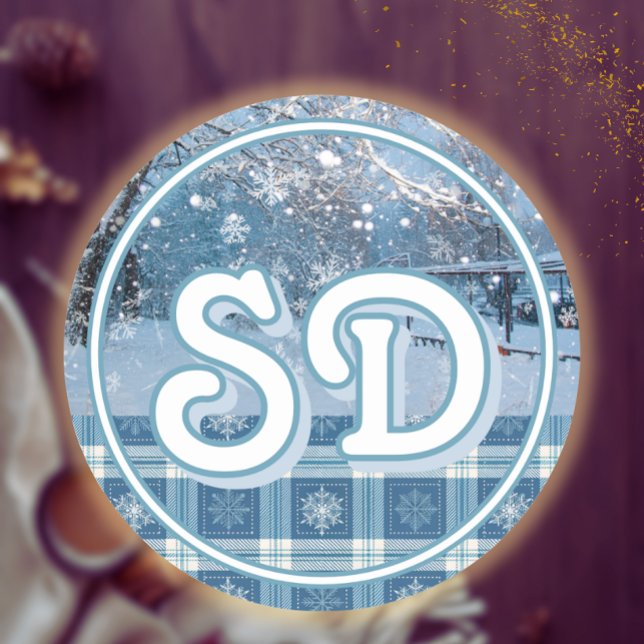Adesivo Xadrez Azul Neve Inverno Natal (Criador carregado)